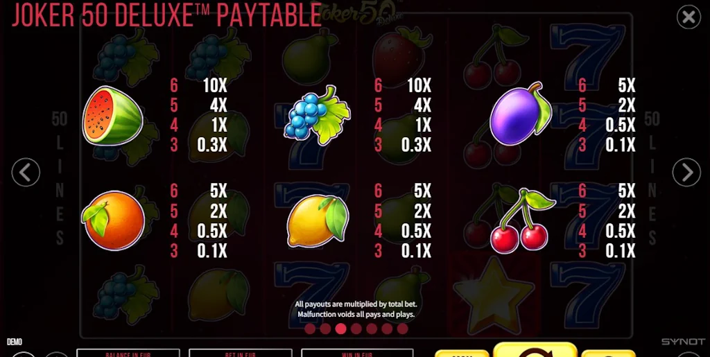 Joker 50 Deluxe symbols