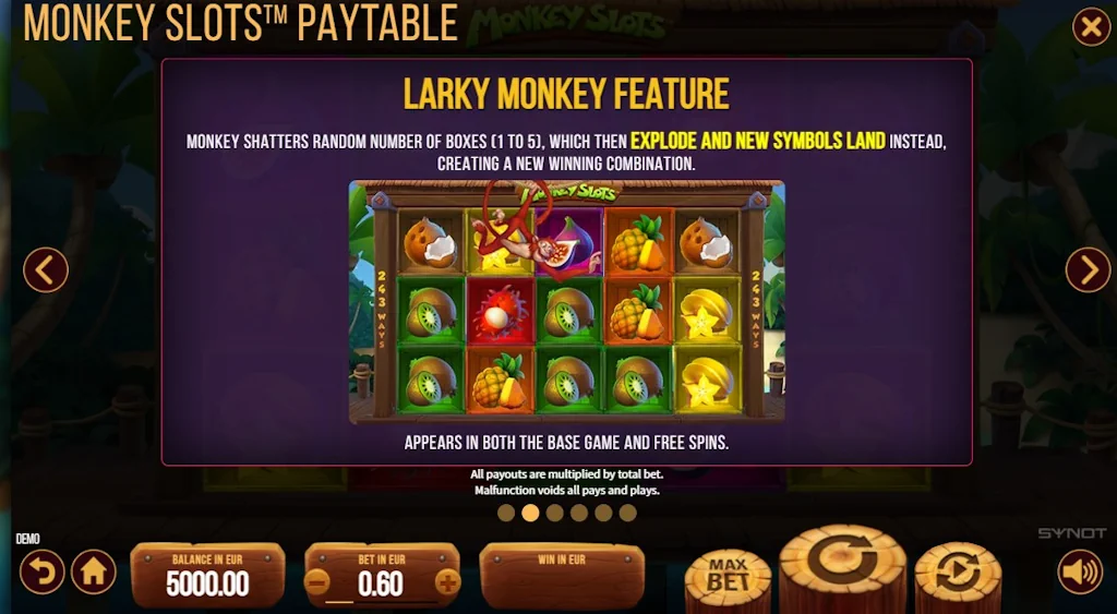 Monkey Slots Slot features